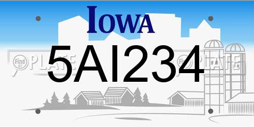 5AI234 Iowa License Plate