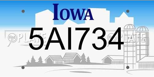 5AI734 Iowa License Plate