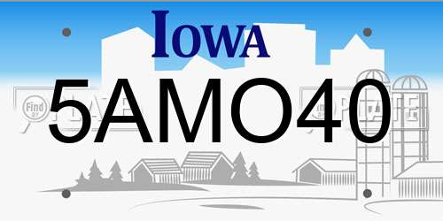 5AMO40 Iowa License Plate