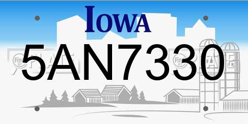 5AN7330 Iowa License Plate