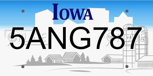 5ANG787 Iowa License Plate