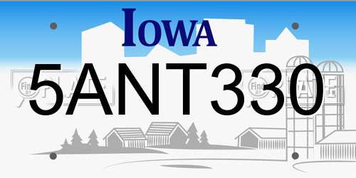 5ANT330 Iowa License Plate
