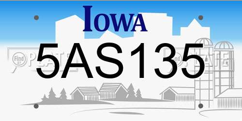 5AS135 Iowa License Plate