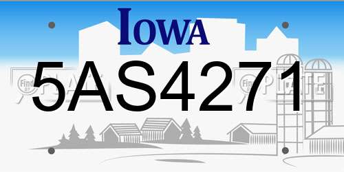 5AS4271 Iowa License Plate