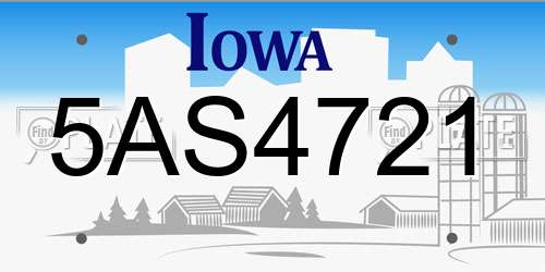 5AS4721 Iowa License Plate