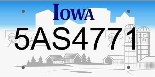 5AS4771 Iowa License Plate