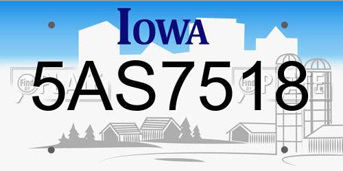 5AS7518 Iowa License Plate
