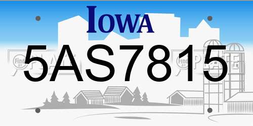 5AS7815 Iowa License Plate