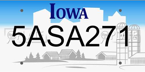 5ASA271 Iowa License Plate
