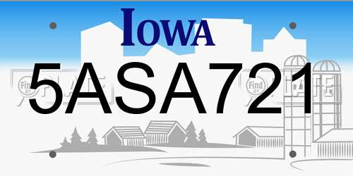 5ASA721 Iowa License Plate