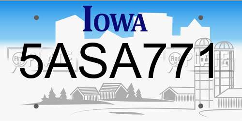 5ASA771 Iowa License Plate
