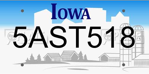 5AST518 Iowa License Plate