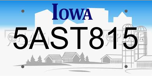 5AST815 Iowa License Plate