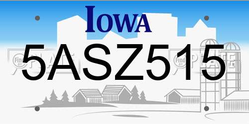 5ASZ515 Iowa License Plate
