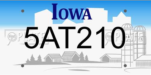 5AT210 Iowa License Plate