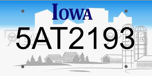 5AT2193 Iowa License Plate