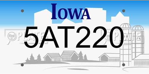 5AT220 Iowa License Plate