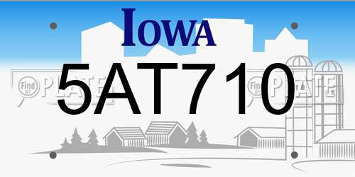 5AT710 Iowa License Plate