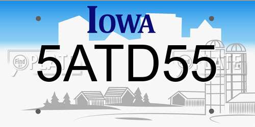 5ATD55 Iowa License Plate