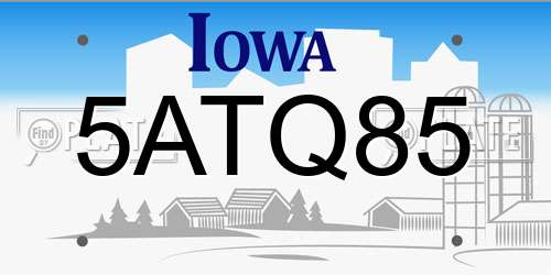 5ATQ85 Iowa License Plate