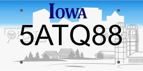 5ATQ88 Iowa License Plate