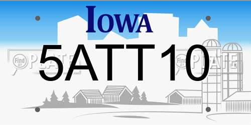 5ATT10 Iowa License Plate