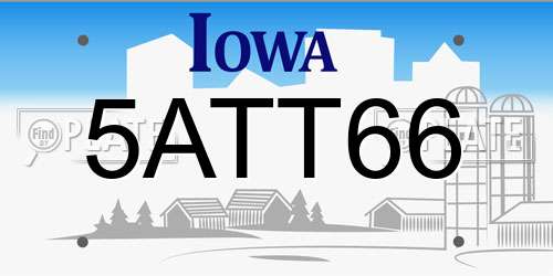 5ATT66 Iowa License Plate