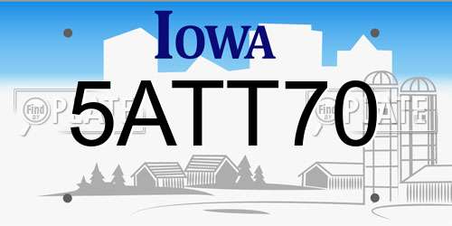 5ATT70 Iowa License Plate