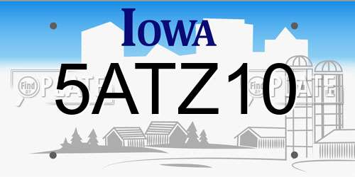 5ATZ10 Iowa License Plate