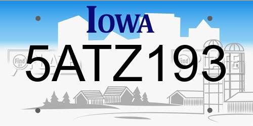 5ATZ193 Iowa License Plate