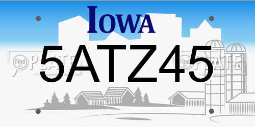 5ATZ45 Iowa License Plate