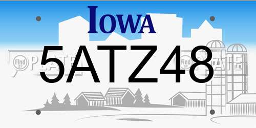 5ATZ48 Iowa License Plate