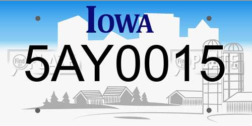 5AY0015 Iowa License Plate