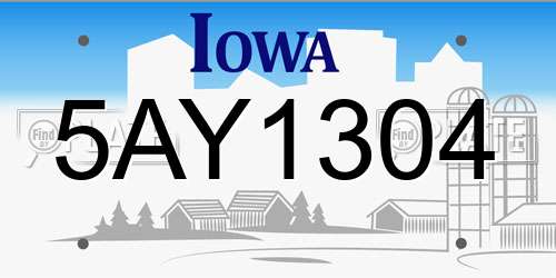 5AY1304 Iowa License Plate