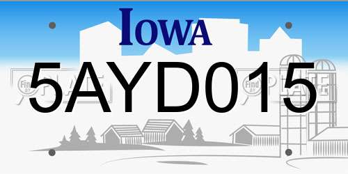 5AYD015 Iowa License Plate