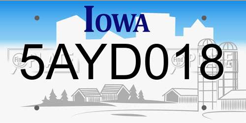 5AYD018 Iowa License Plate