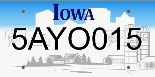 5AYO015 Iowa License Plate