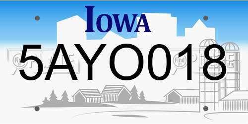 5AYO018 Iowa License Plate