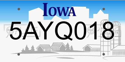 5AYQ018 Iowa License Plate