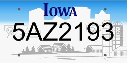 5AZ2193 Iowa License Plate