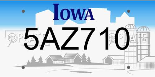 5AZ710 Iowa License Plate