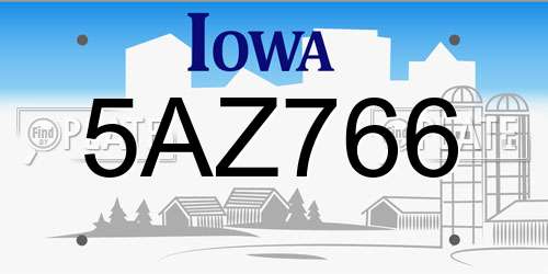 5AZ766 Iowa License Plate