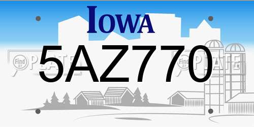 5AZ770 Iowa License Plate