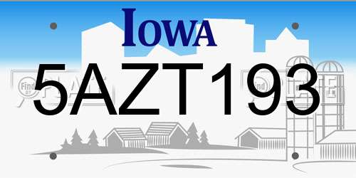 5AZT193 Iowa License Plate