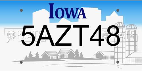 5AZT48 Iowa License Plate
