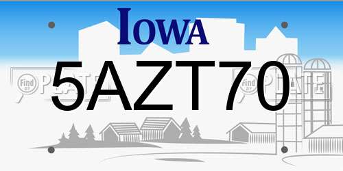 5AZT70 Iowa License Plate