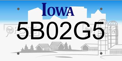 5B02G5 Iowa License Plate