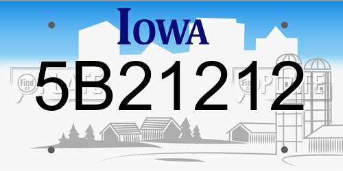 5B21212 Iowa License Plate