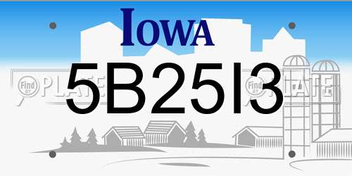 5B25I3 Iowa License Plate