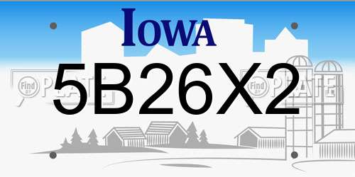 5B26X2 Iowa License Plate